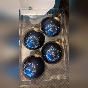 Set of 4 Krebs Glass ornaments Joy with box